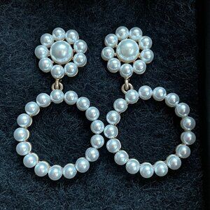 Pearl Drop Circle Earrings – Never Worn